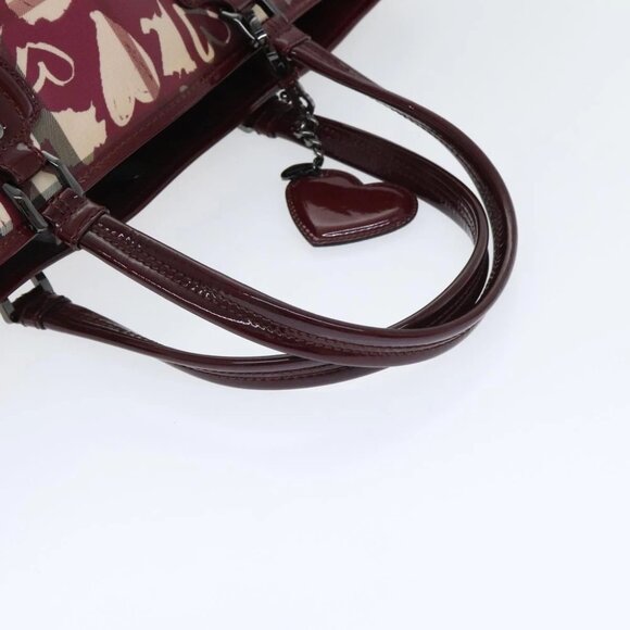 BURBERRY Nova Check Tote Bag PVC Beige Silver Auth 91267 - Picture 8 of 15